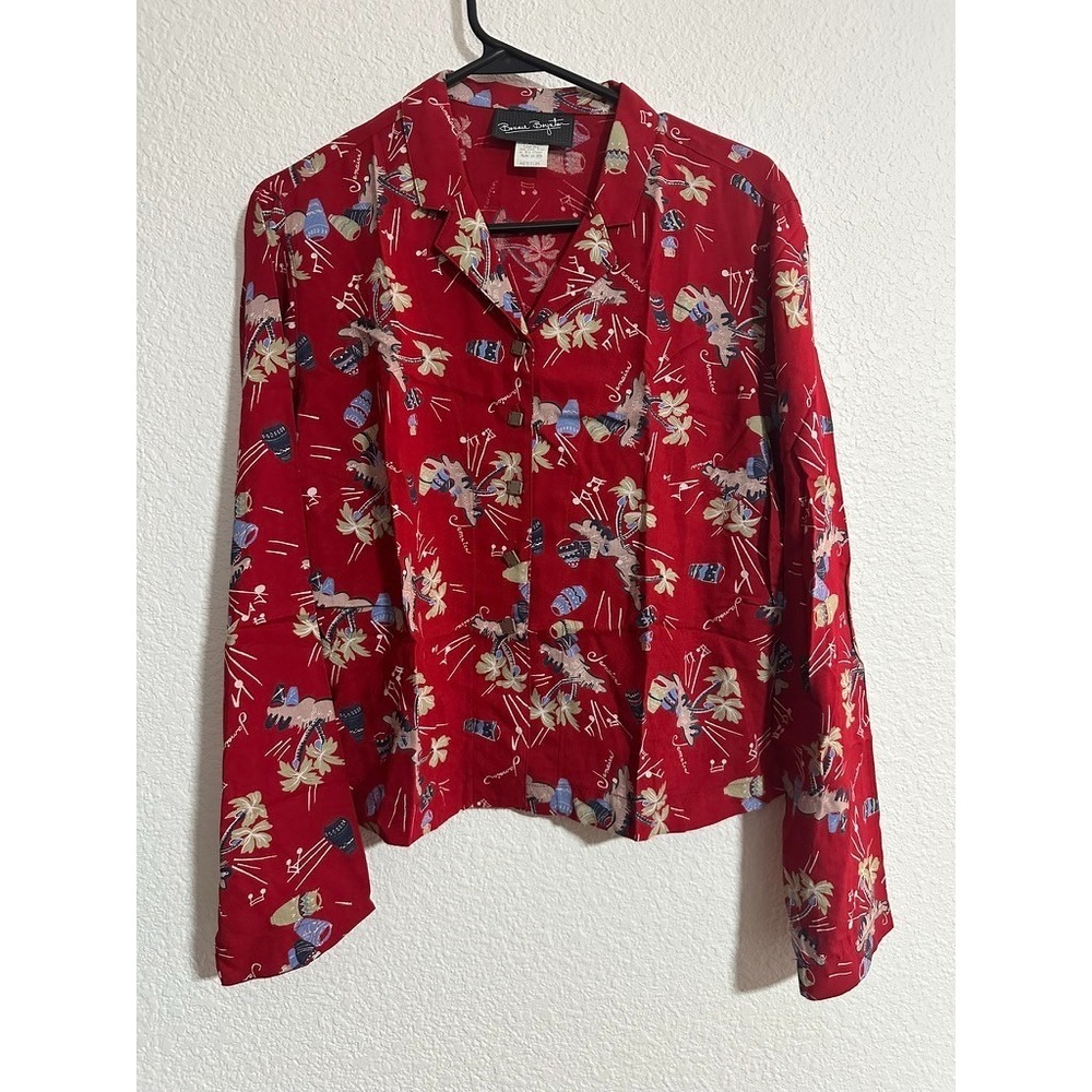 Vintage 2 Piece Set Medium Skirt Long Sleeve Red Jamaica Island Life Vacation